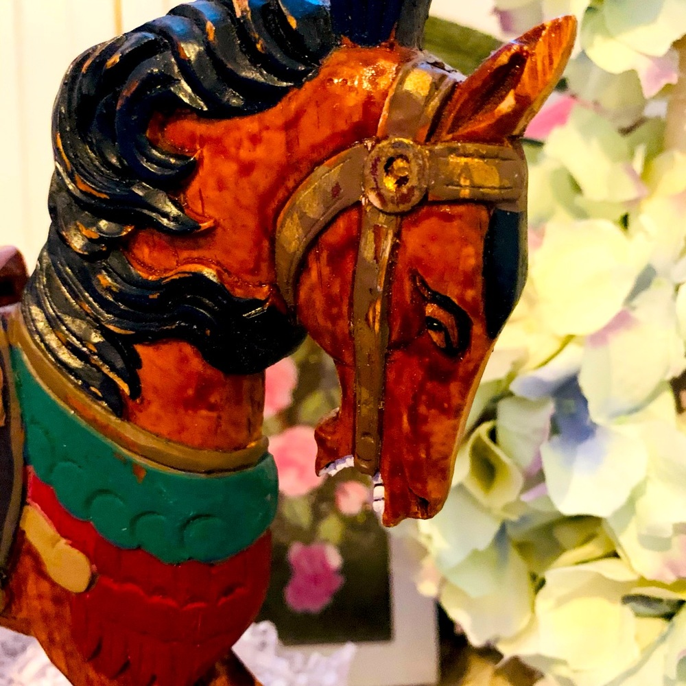 Vintage Wood carved painted Horse - Picture 3 of 12